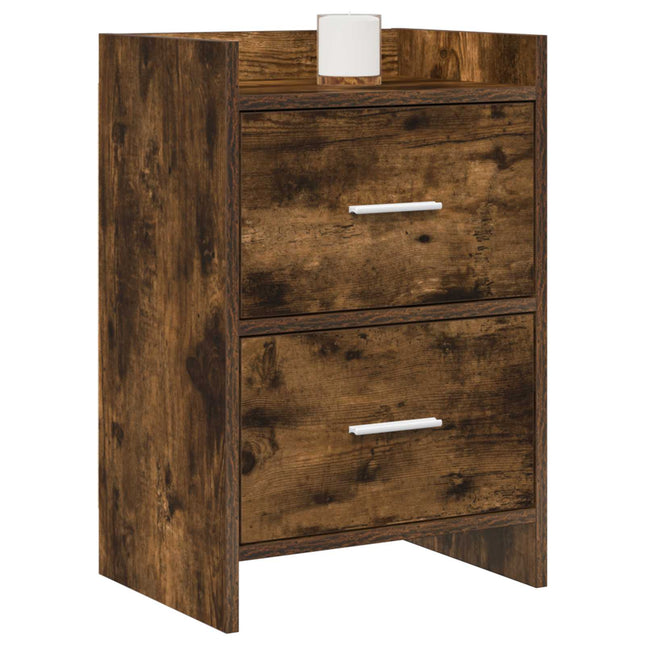 Sengeborde 2 pcs Røget eg 40 x 30 x 60 cm Konstrueret træ