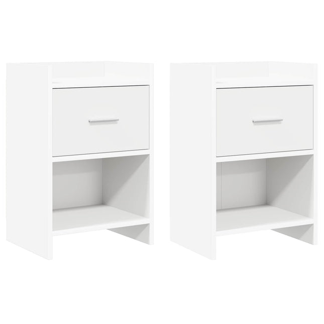 Sengeborde 2 pcs Hvid 40 x 30 x 60 cm Konstrueret træ