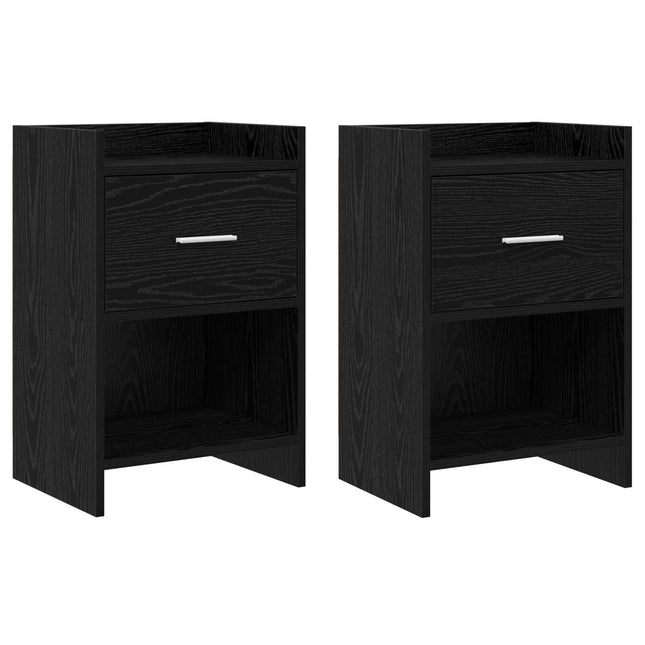 Sengeborde 2 pcs Sort eg 40 x 30 x 60 cm Konstrueret træ