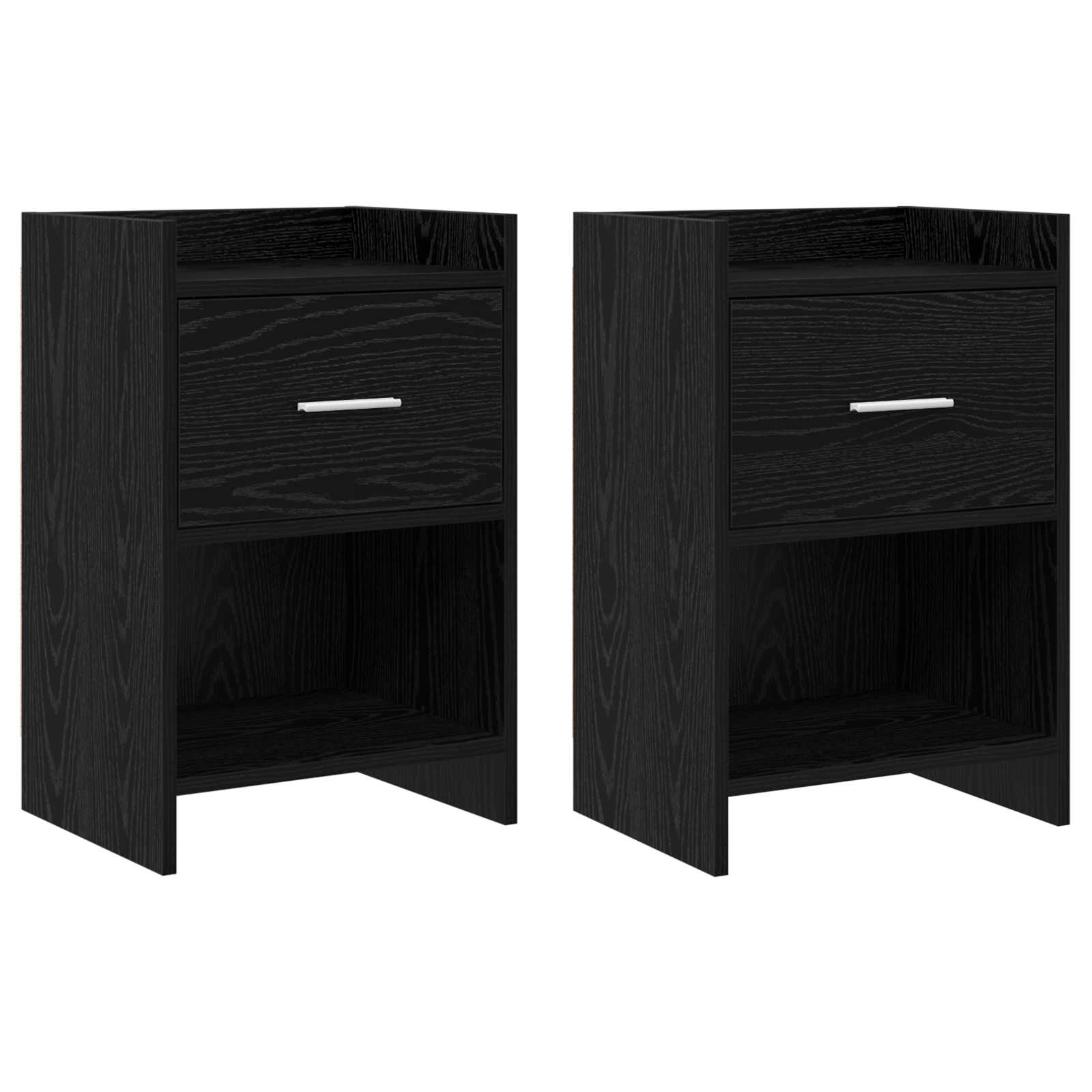 Sengeborde 2 pcs Sort eg 40 x 30 x 60 cm Konstrueret træ