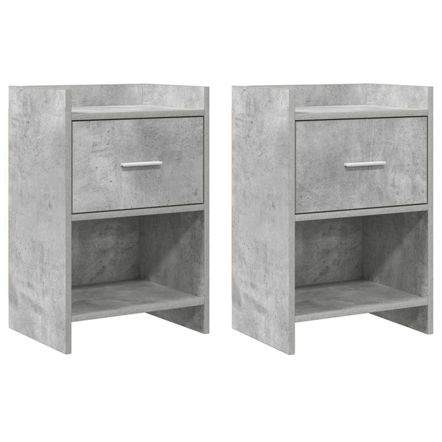 Sengeborde 2 pcs Betongrå 40 x 30 x 60 cm Konstrueret træ