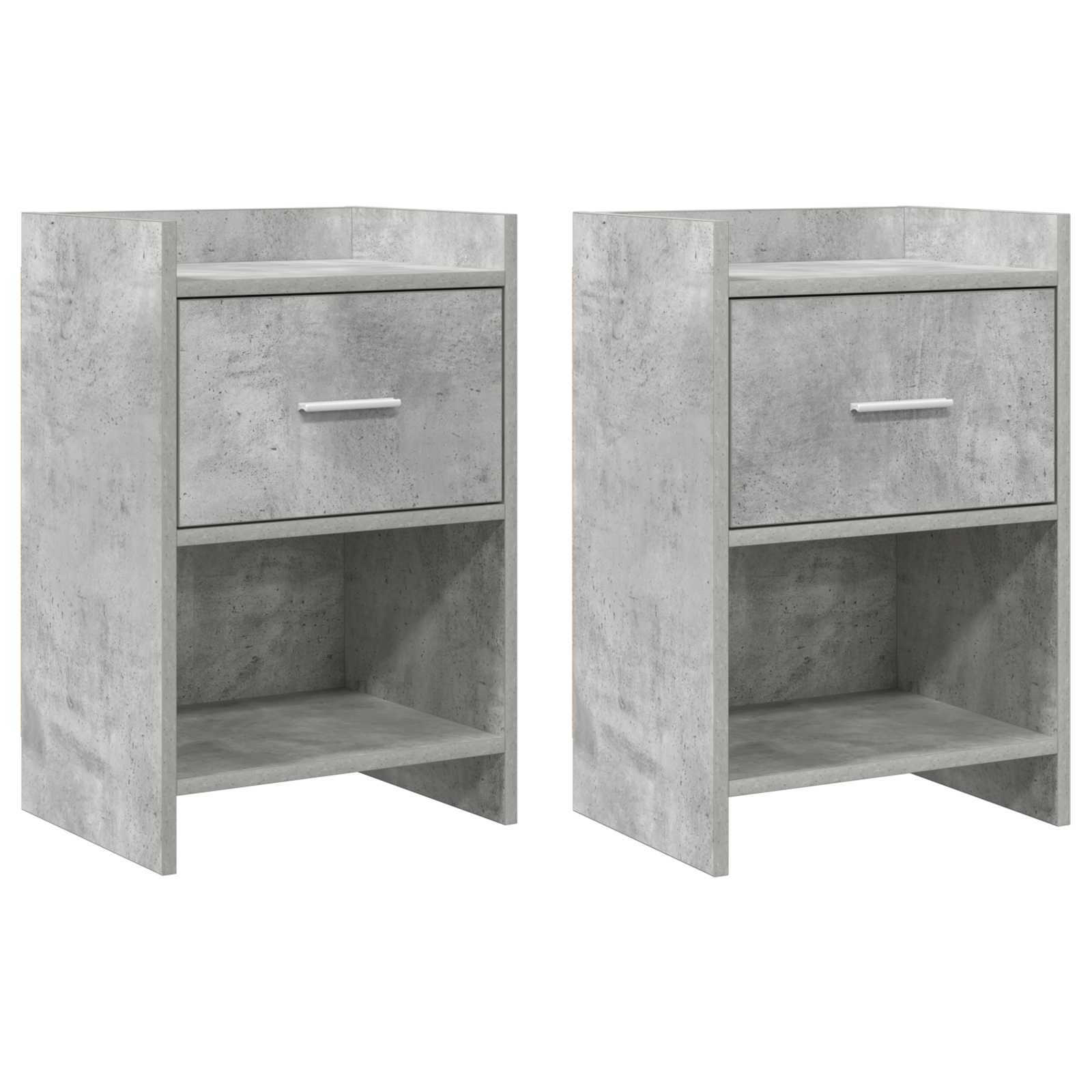 Sengeborde 2 pcs Betongrå 40 x 30 x 60 cm Konstrueret træ