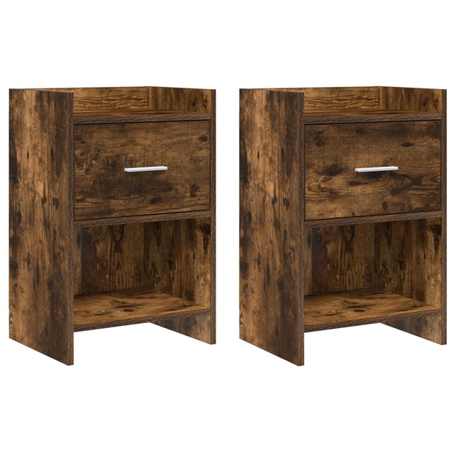 Sengeborde 2 pcs Røget eg 40 x 30 x 60 cm Konstrueret træ