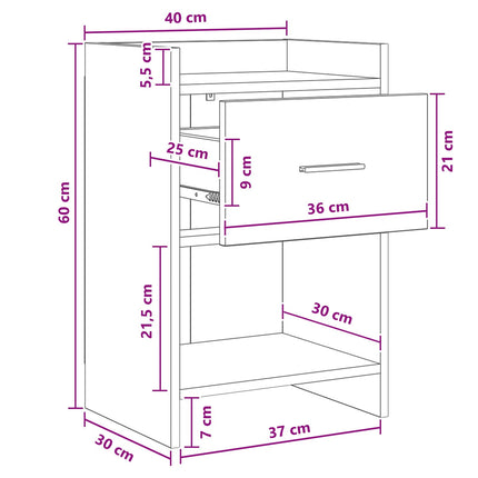 Sengeborde 2 stk. Artisan-eg 40 x 30 x 60 cm Konstrueret træ