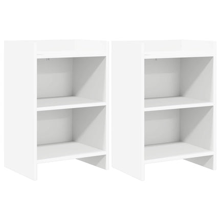 Sengeborde 2 pcs Hvid 40 x 30 x 60 cm Konstrueret træ