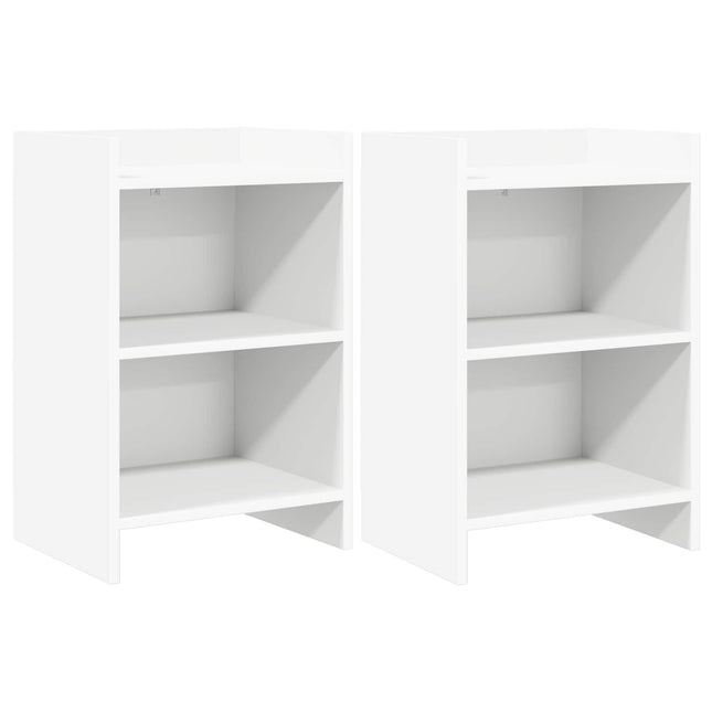 Sengeborde 2 pcs Hvid 40 x 30 x 60 cm Konstrueret træ