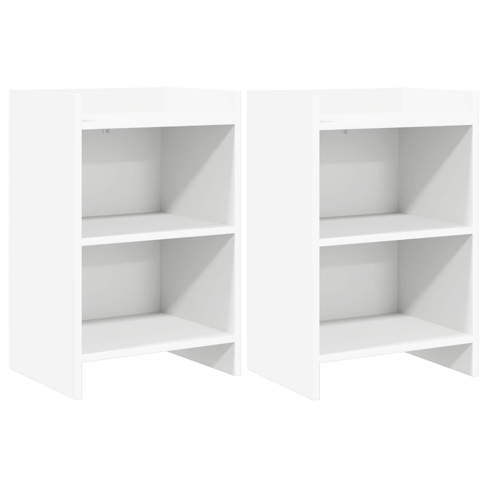 Sengeborde 2 pcs Hvid 40 x 30 x 60 cm Konstrueret træ