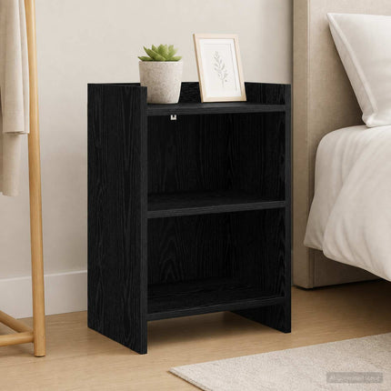 Sengeborde 2 stk. Sort eg 40 x 30 x 60 cm Konstrueret træ