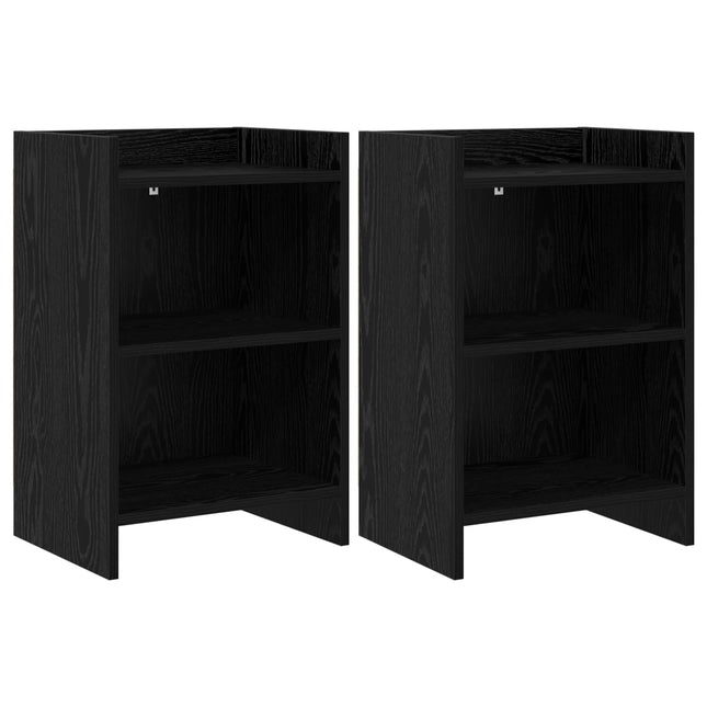 Sengeborde 2 stk. Sort eg 40 x 30 x 60 cm Konstrueret træ