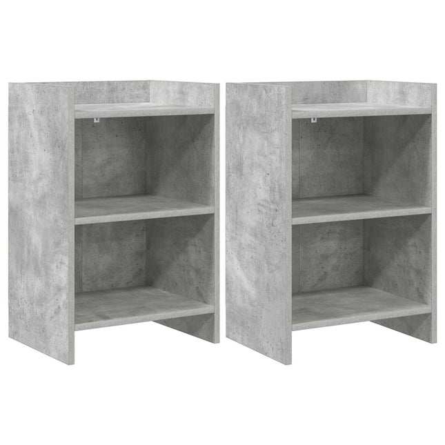 Sengeborde 2 pcs Betongrå 40 x 30 x 60 cm Konstrueret træ