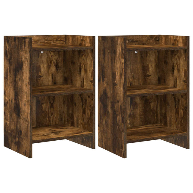Sengeborde 2 pcs Røget eg 40 x 30 x 60 cm Konstrueret træ
