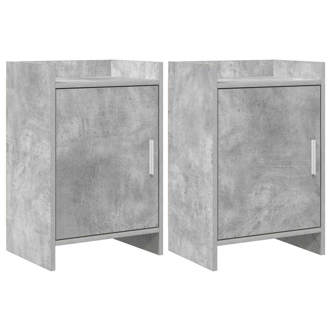 Sengeborde 2 pcs Betongrå 40 x 30 x 60 cm Konstrueret træ