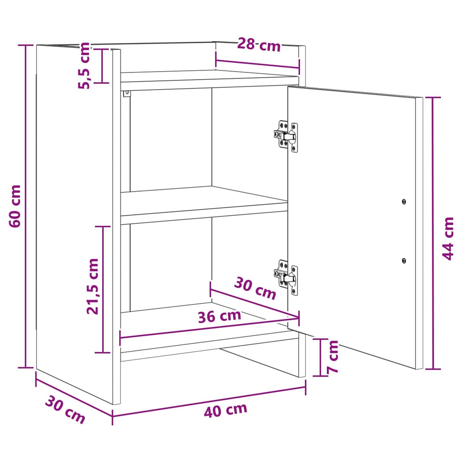 Sengeborde 2 pcs Røget eg 40 x 30 x 60 cm Konstrueret træ