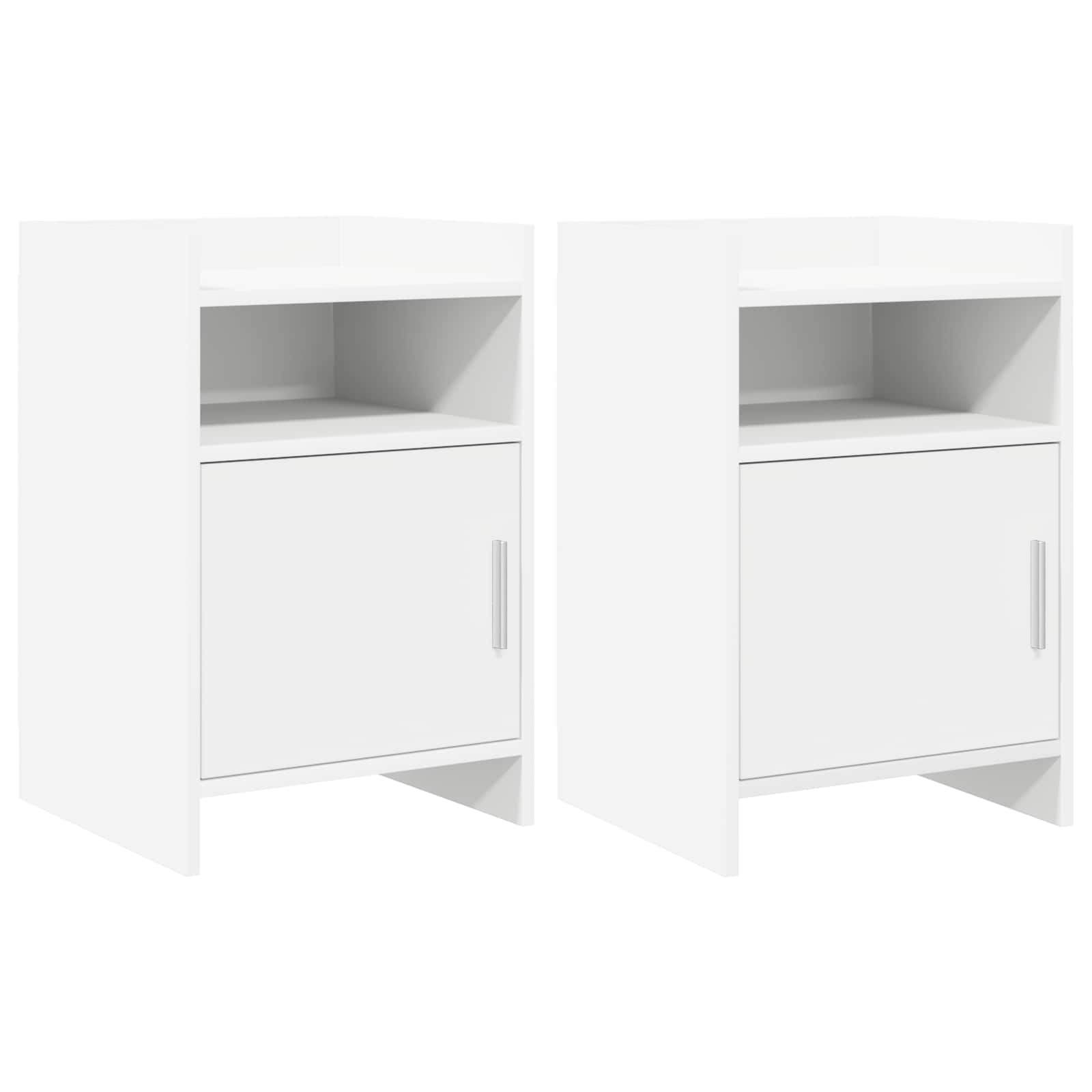 Sengeborde 2 pcs Hvid 40 x 36 x 60 cm Konstrueret træ