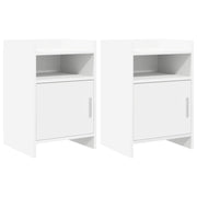 Sengeborde 2 pcs Hvid 40 x 36 x 60 cm Konstrueret træ