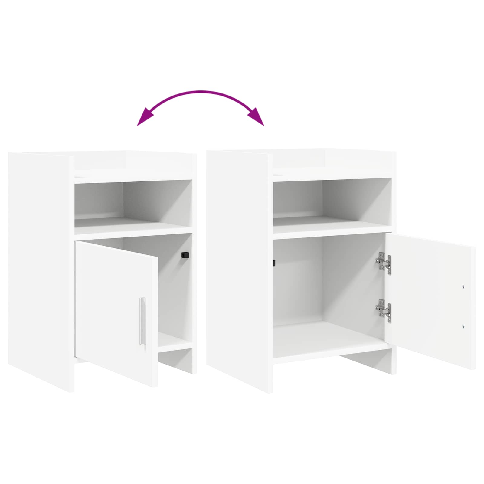 Sengeborde 2 pcs Hvid 40 x 36 x 60 cm Konstrueret træ