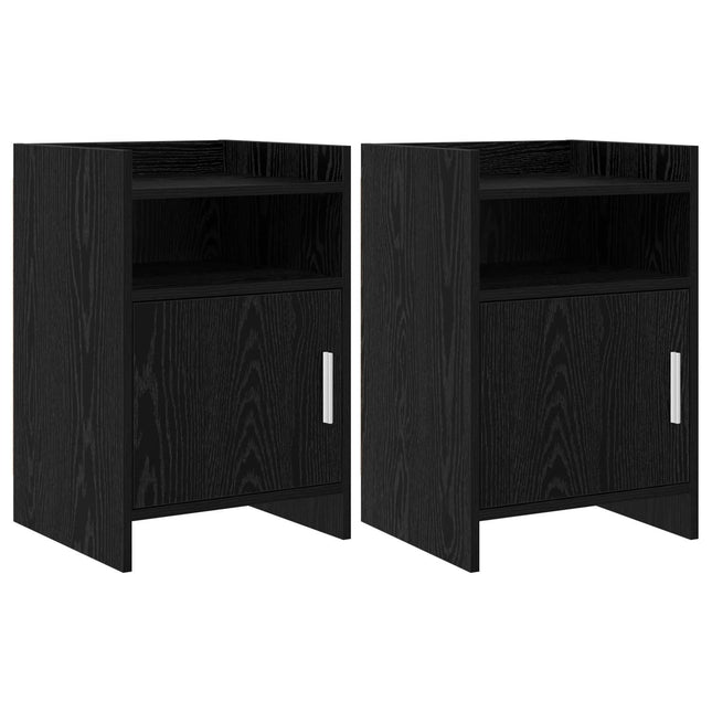 Sengeborde 2 pcs Sort eg 40 x 36 x 60 cm Konstrueret træ