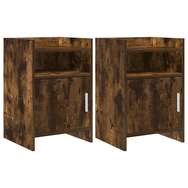 Sengeborde 2 pcs Røget eg 40 x 36 x 60 cm Konstrueret træ