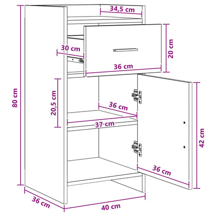 Sideboard Hvid 40 x 36 x 80 cm Konstrueret træ