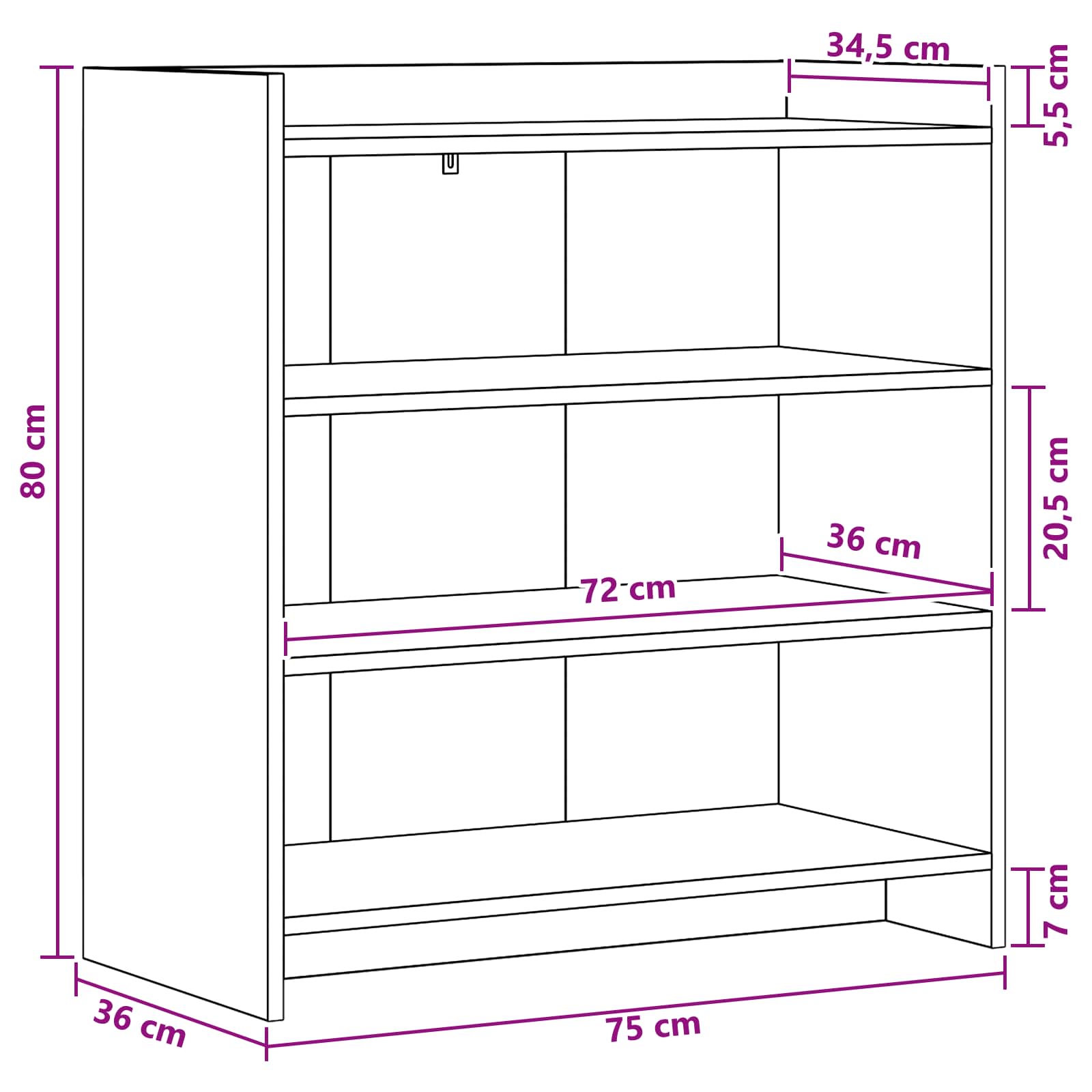 Sideboard Betongrå 75 x 36 x 80 cm Konstrueret træ