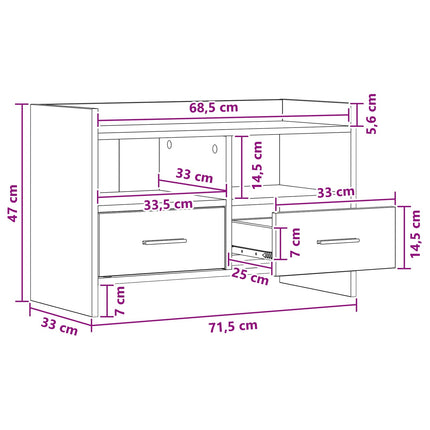 TV-skab 71,5 x 33 x 47 cm Betongrå Konstrueret træ