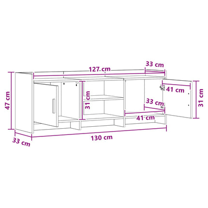 TV-skab 130 x 33 x 47 cm Betongrå Konstrueret træ