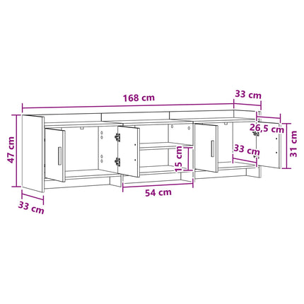 TV-skab 168 x 33 x 47 cm Sonoma-eg Konstrueret træ