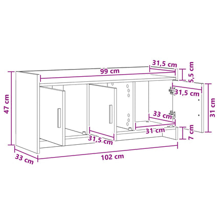 TV-skab 102 x 33 x 47 cm Gammelt træ Konstrueret træ