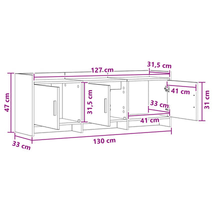 TV-skab 130 x 33 x 47 cm Betongrå Konstrueret træ