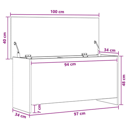 Opbevaringskiste Betongrå 100 x 40 x 50 cm Konstrueret træ