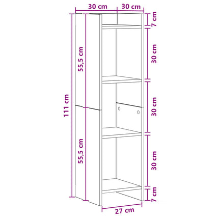 Bogreol Beton Grå 30 x 30 x 111 cm Konstrueret træ