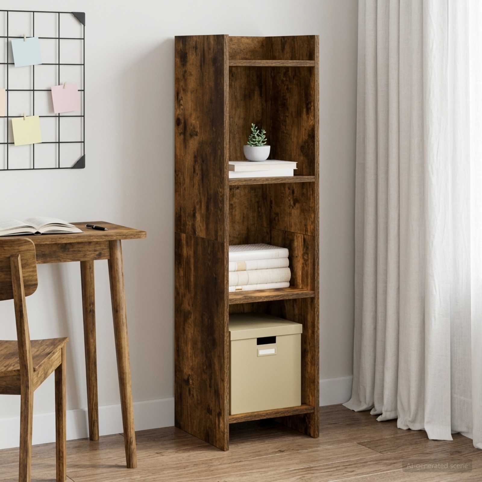 Bogreol Røget eg 30 x 30 x 111 cm Konstrueret træ billede