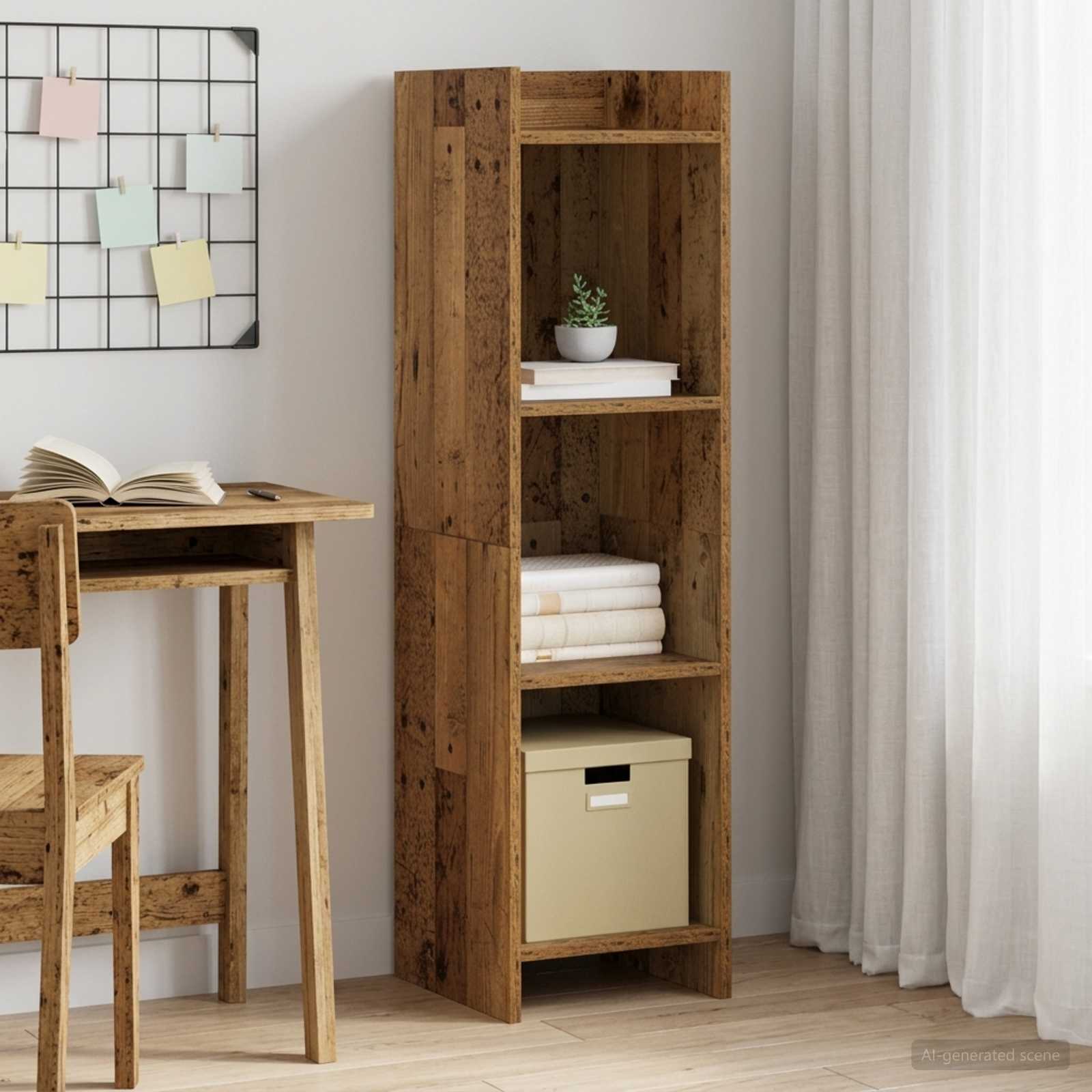 Bogreol Gammelt træ 30 x 30 x 111 cm Konstrueret træ billede
