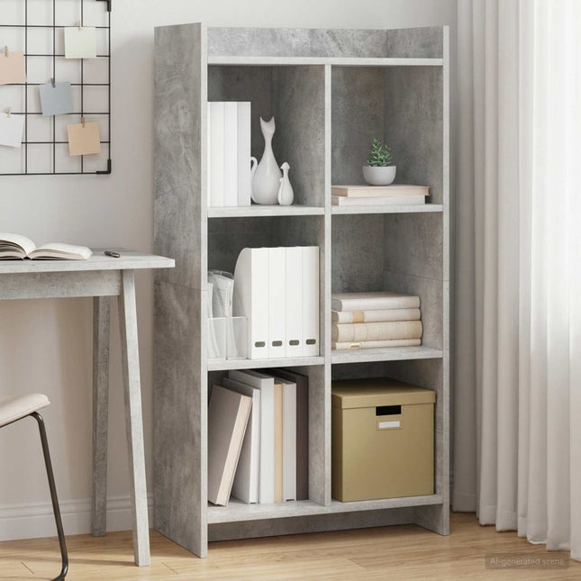 Bogreol Beton Grå 59 x 30 x 111 cm Konstrueret træ