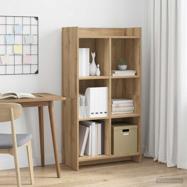 Bogreol 6 niveauer 59 x 30 x 111 cm Konstrueret træ Artisan-eg