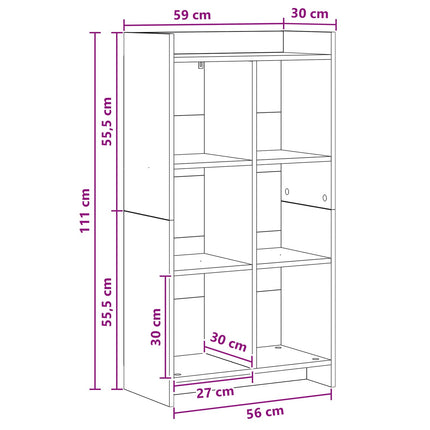 Bogreol 6 niveauer 59 x 30 x 111 cm Konstrueret træ Artisan-eg