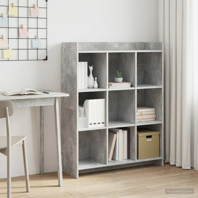 Bogreol Beton Grå 87,5 x 30 x 111 cm Konstrueret træ
