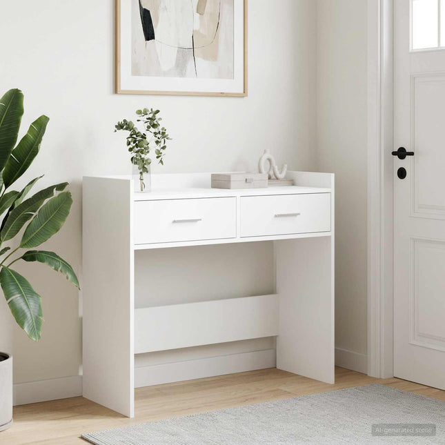 Konsolbord Hvid 90 x 35 x 80 cm Konstrueret træ