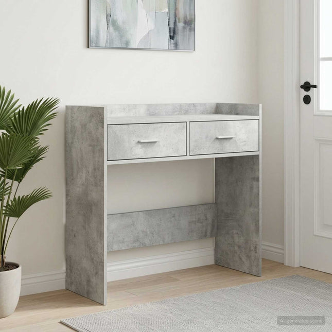 Konsolbord Betongrå 90 x 35 x 80 cm Konstrueret træ