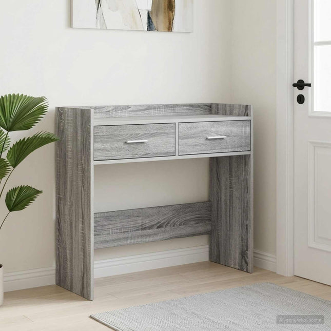 Konsolbord Grå Sonoma 90 x 35 x 80 cm Konstrueret træ
