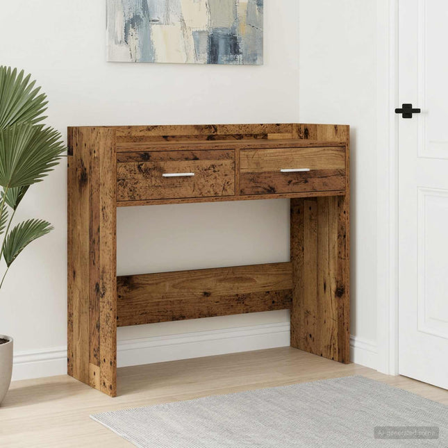 Konsolbord Gammelt træ 90 x 35 x 80 cm Konstrueret træ