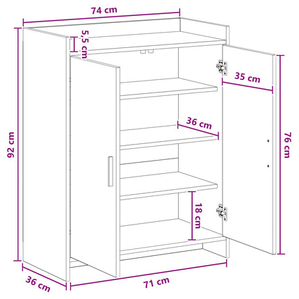 Sko skab med dør Betongrå 73,5 x 36 x 92 cm Konstrueret træ