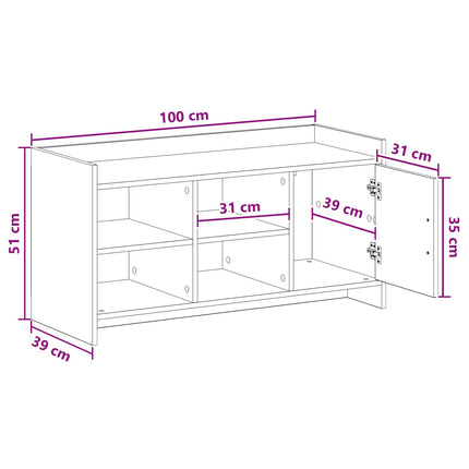 Sko skab med dør Grå Sonoma 100 x 39,5 x 51 cm Konstrueret træ