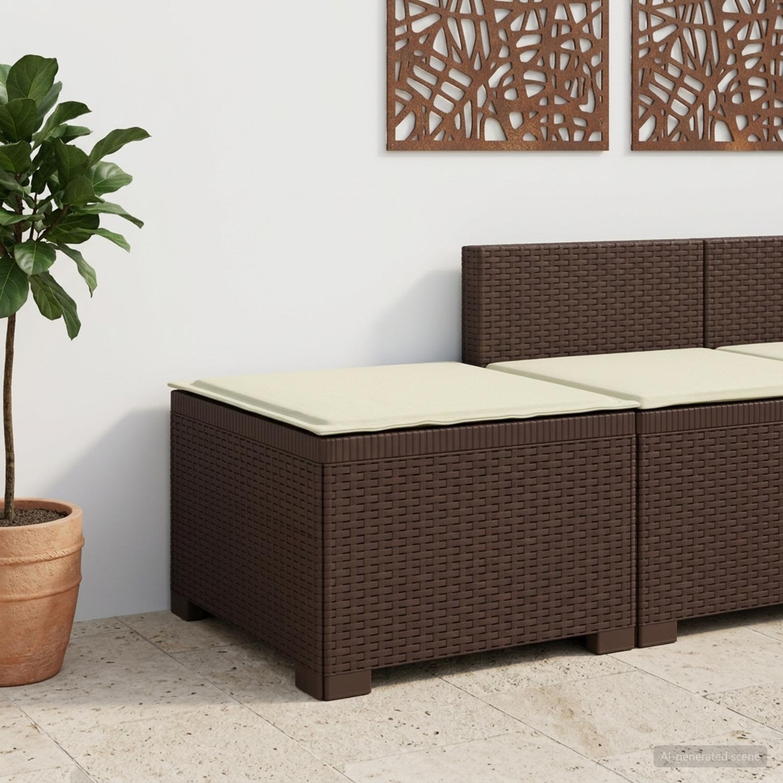 vidaXL 1-personers Havemøbelsofa med Pude Rattan Look PP Brun
