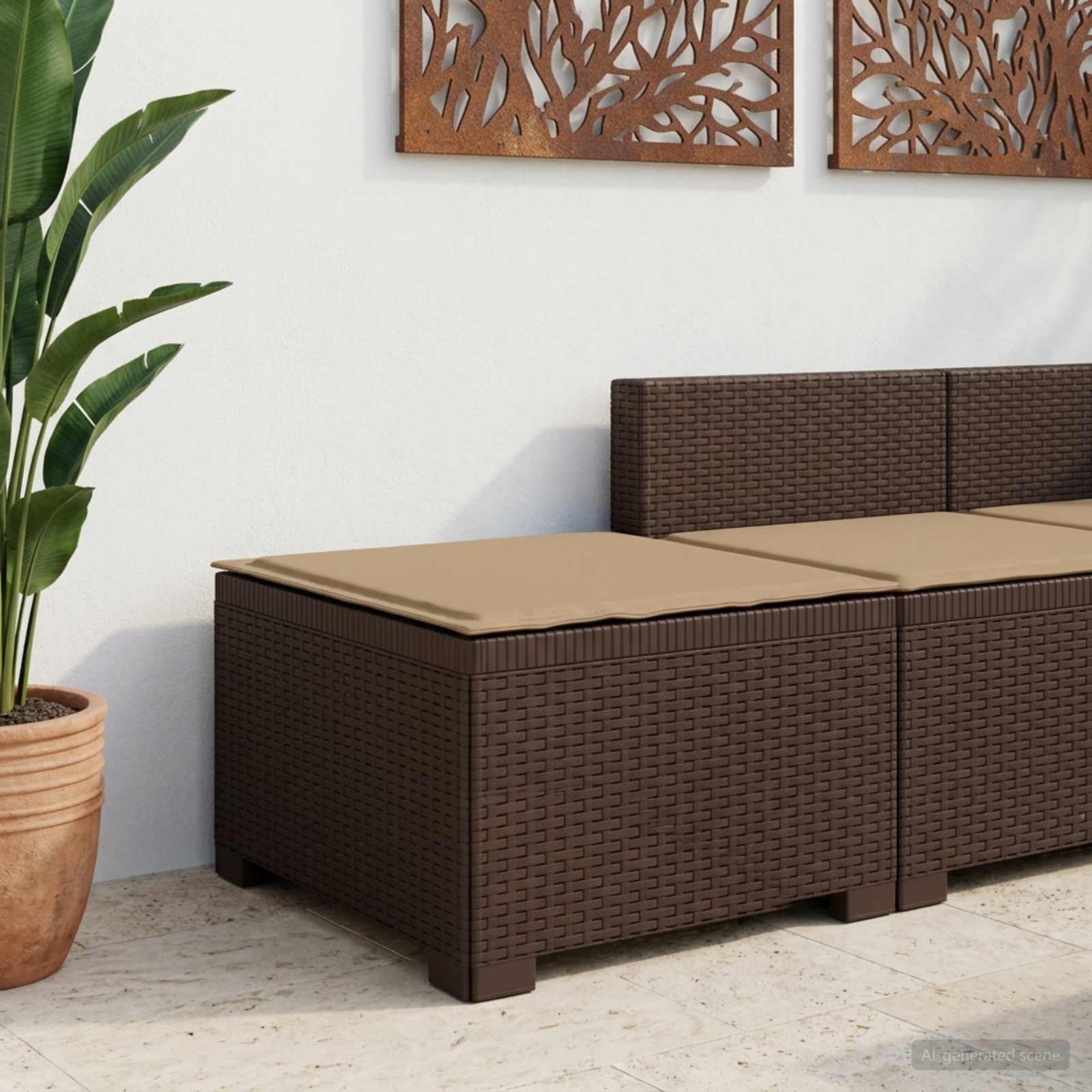 vidaXL 1-personers Havemøbelsofa med Pude Rattan Look PP Brun