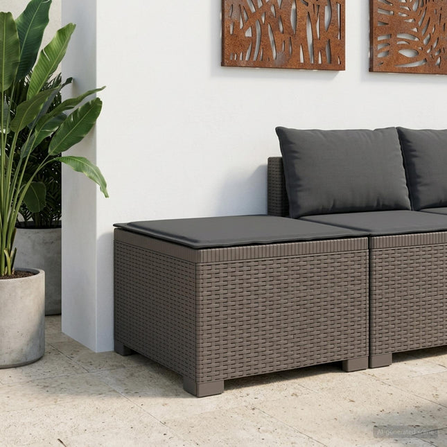 1-personers Havemøbelsofa med Pude Rattan Look PP Lysegrå