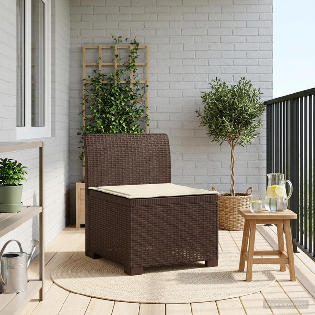 1-personers Havemøbelsofa med Pude Rattan Look PP Brun
