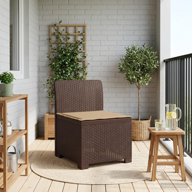 1-personers Havemøbelsofa med Pude Rattan Look PP Brun