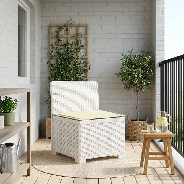 1-personers Havemøbelsofa med Pude Rattan Look PP Hvid