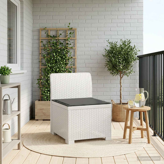 1-personers Havemøbelsofa med Pude Rattan Look PP Hvid